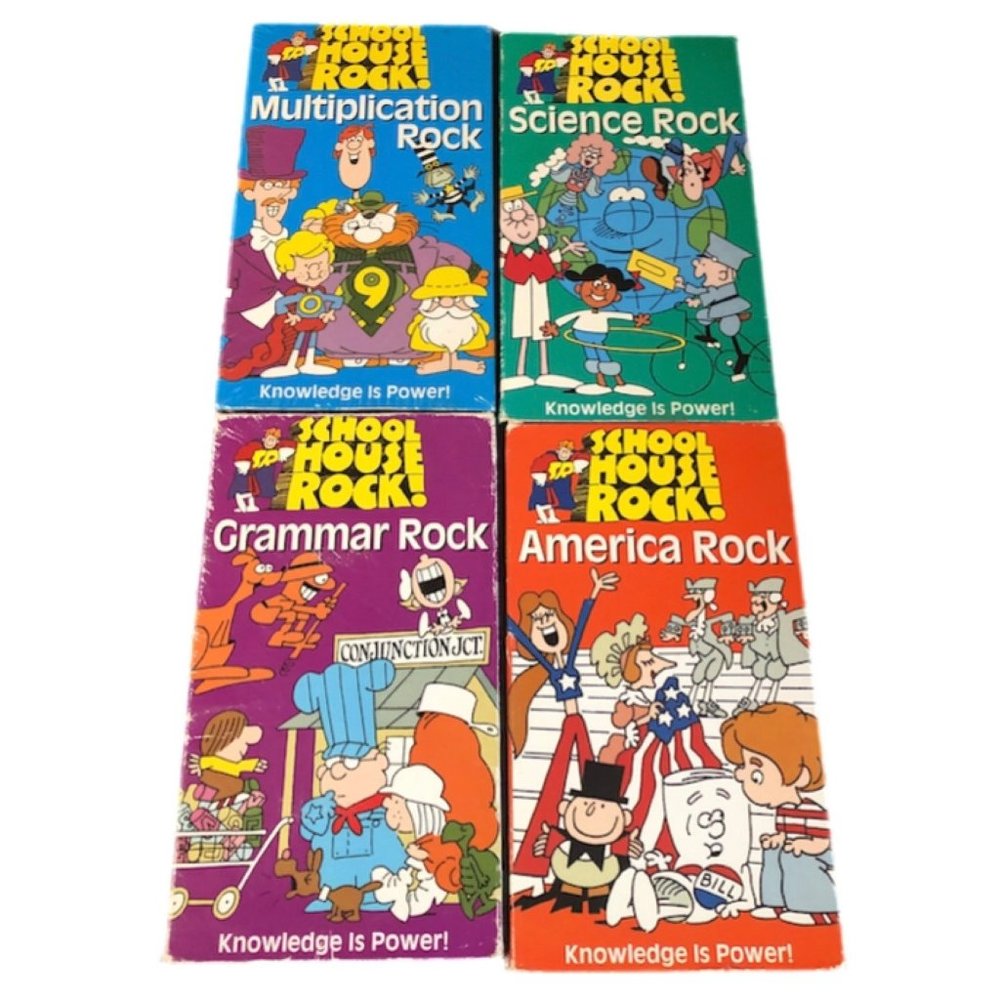 Schoolhouse Rock VHS Set‎ of 4 Multiplication Science Grammar America Rock 1995